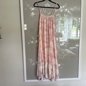 Free People Silky Pink Tie Dye Maxi Dress